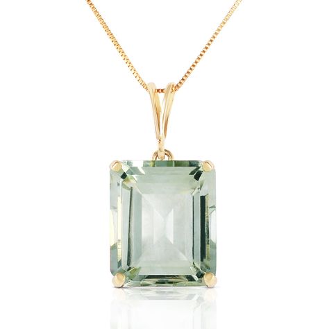 Item: 2591 Description 14k. Solid Gold Necklace With Octagon Green Amethyst (Yellow Gold) Comes With 18" Long, 0.42 Mm Thickness Box Chain. A 14 Karat Solid Gold Necklace Featuring A Striking Six And A Half Carat Green Amethyst In Emerald-Cut. Item Information Metal: 14k. Solid Gold Metal Weight: 2.40 Gr. Gemstones 1 Octagon Shape, 12x10 Mm, Amethyst = 6.50 Ct Measurements Height: 0.76 In ( 19.3 Mm) Width: 0.39 In ( 9.9 Mm) Gold Ruby Necklace, Amethyst Necklace Pendant, Solid Gold Necklace, White Gold Necklaces, Amethyst Pendant, Green Amethyst, Rose Gold Necklace, Box Chain, Or Rose