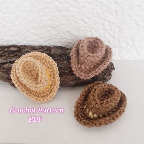 cowboy hat crochet pattern, mini cowboy hat, mini cowgirl hat pink, small hat for amigurimi doll, crochet pattern pdf, no sew pattern Crochet toys free patterns easy #crochettoysfreepatternseasy #crochet #crochettoy #crochetpattern #crochetpatterns 4.877 Cowboy Hat Crochet, Crochet Cowboy Hats, Cowboy Hat Pattern, Mini Cowboy Hat, Mini Cowboy, Crochet Unique, Easy Crochet Animals, Hat Crochet Pattern, Confection Au Crochet