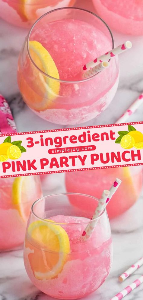 Three Ingredient Pink Party Punch, summer cocktail recipes, alcoholic drinks for summer Pink Punch Recipe Non Alcoholic, Pink Party Drinks, Pink Party Punch, Pink Alcoholic Drinks, Best Party Punch, Party Punch Alcohol, Pink Party Punches, Pink Punch Recipes, Pink Party Foods