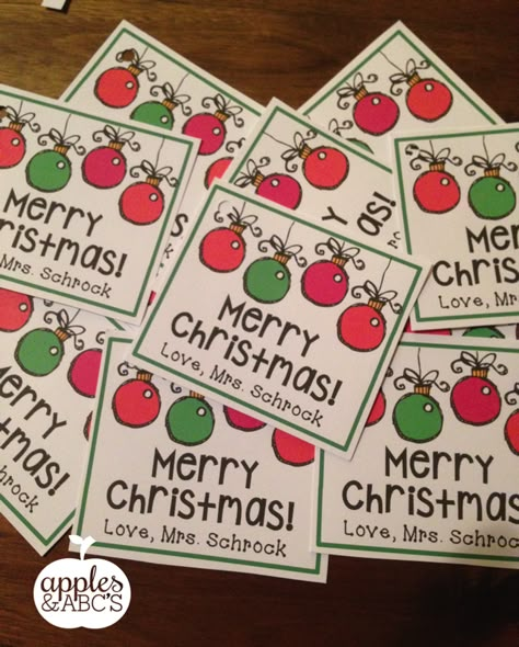 Does anyone need last minute gift tags for student gifts?  Head to my blog to pick up this freebie!  I made an editable version, so you can type your own name in!  ~Michelle from Apples and ABC's Free Christmas Tags, Christmas At School, Kindergarten Christmas, Christmas In The Classroom, Students Christmas, Gifts For Students, Student Christmas Gifts, Christmas Kindergarten, Classroom Christmas