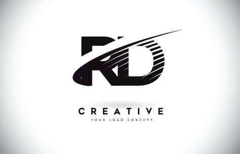 RD R D Letter Logo Design with Swoosh and Black Lines. D And R Logo, Rd Logo, D Letter Logo, D Letter, R Logo, Black Lines, Letter Logo Design, Tee Shirt Designs, Name Logo