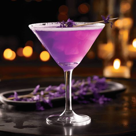 Ube-tini Cocktail Recipe - The Ube-tini is a sweet, creamy cocktail with a hint of earthiness from the Ube. It has a velvety texture and a unique purple hue that adds to its appeal. Cocktails With Ube, Purple Drinks Aesthetic, Purple Rain Drink, Purple Rain Cocktail, Rain Cocktail, Purple Drink, Blue Curacao Liqueur, Vodka Blue, Sake Cocktail