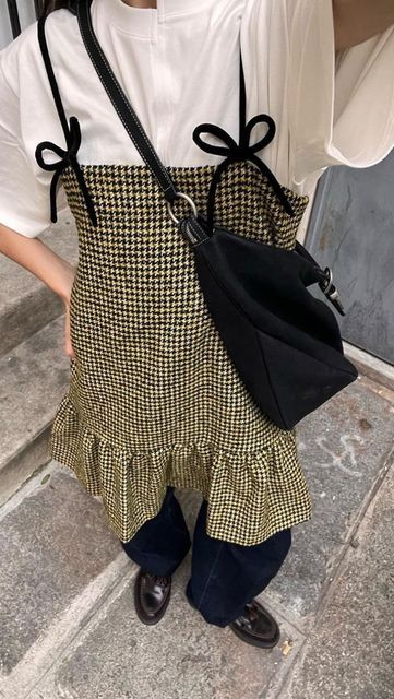 Checkered Dress Outfit, Dress Over Pants, Ganni Dress, Cold Fashion, Mini Dress Outfits, Checkered Dress, Dress Back, Instagram Frame, Back In Stock