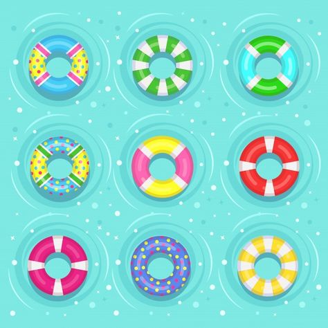 Pool Float Illustration, Pool Float Drawing, Beach Floaties, Water Circle, Circle Cartoon, Engagement Board, Donut Pool, Work Engagement, Pool Drawing