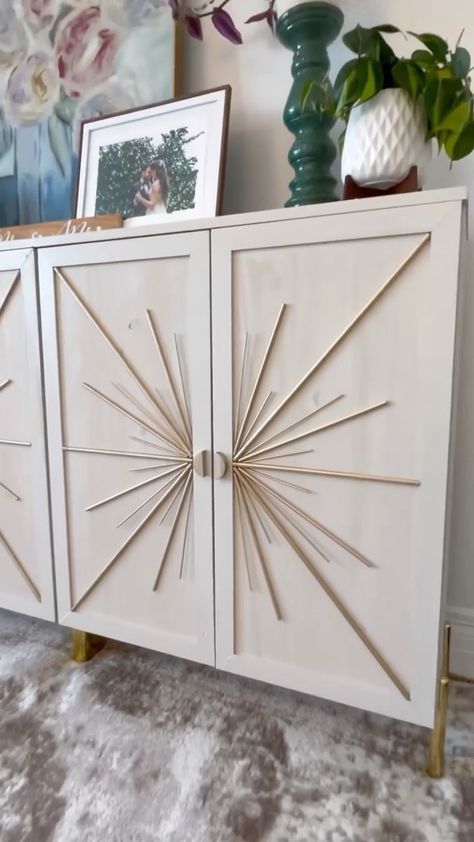 Ivar Cabinet, Furniture Refurbishing, Ikea Ivar Cabinet, Ikea Cabinet, Ikea Ivar, Starburst Design, Diy Ikea Hacks, Diy Dresser, Diy Furniture Renovation