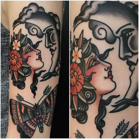 Moon Lady, Tattoos Skull, Eye Tattoo, Trendy Tattoos, Old School Tattoo, Skin Art, Piercing Tattoo, Moon Tattoo, Inspirational Tattoos