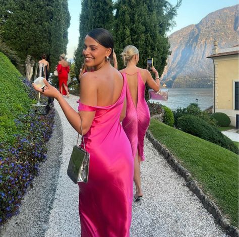 Hot Pink Bridesmaid Dress, Hot Pink Wedding Guest Dress, Hot Pink Dress Formal, Long Dress For Wedding Guest, Hot Pink Formal Dress, Hot Pink Silk Dress, Wedding Guest Formal Dress, Natalie Rolt, Wedding Guest Dresses Long