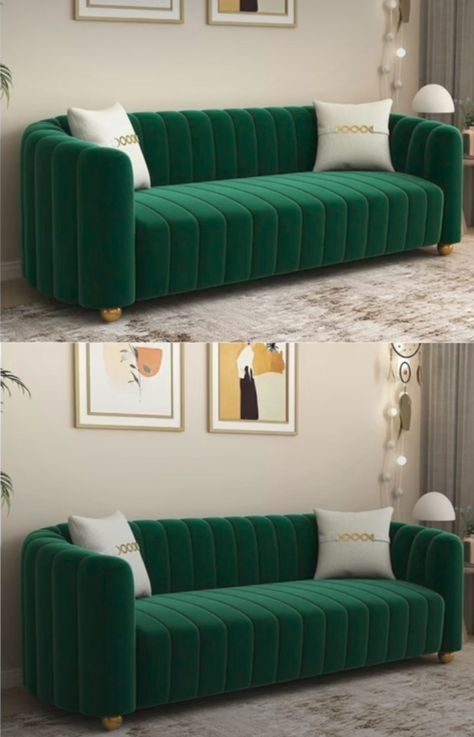 Latest Sofa Set Designs, Modern Sofa Design, Green Sofa Living, Green Sofa Living Room, Velvet Sofa Set, Sofa Couch Design, Modern Velvet Sofa, Beds For Small Spaces, Urban Retreat