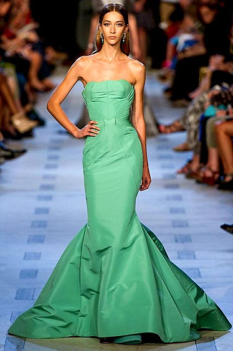 Green Dress Wedding, Sea Green Dress, Crystal Renn, Zac Posen Dress, Zac Posen, Couture Gowns, Gorgeous Gowns, Sea Green, Dress Wedding