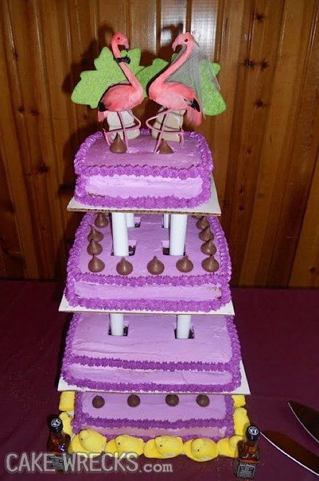 Cake Wrecks - Home Ugly Cakes Fail, Cake Ugly Cute, Ugly Cake Princess, Jack Daniels Wedding, Wedding Cake Fails, Flamingo Wedding Cake, Round Flamingo Cake, White Trash Wedding, Cake Fail