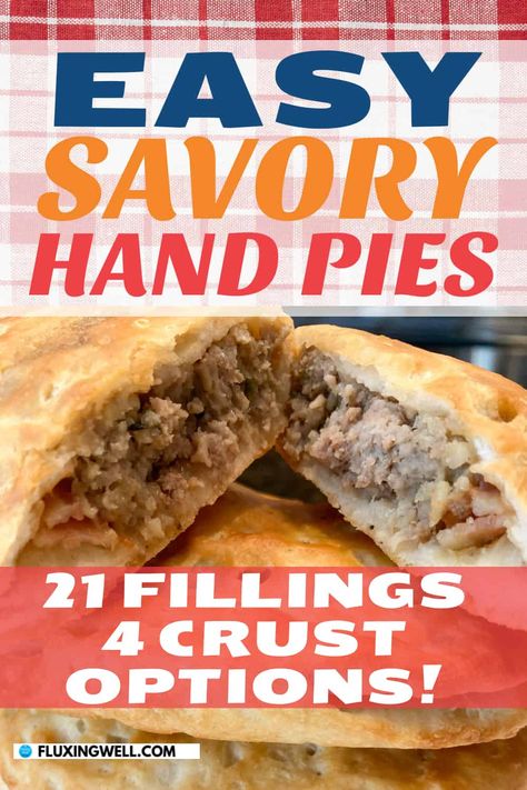 Essen, Pie, Hand Pie Crust Recipe, Savory Hand Pie, Savory Hand Pies Recipes, Gluten Free Savory, Easy Hand Pies, Easy Homemade Pie, Premade Pie Crust