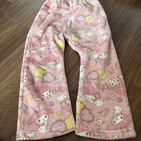 My Melody Pajama Pants, Cutecore Pjs, Sanrio Pants, Y2k Pjs, Cute Pajama Pants, Pajama Pants Outfit, Kawaii Pants, Pjs Pants, Her Drawing