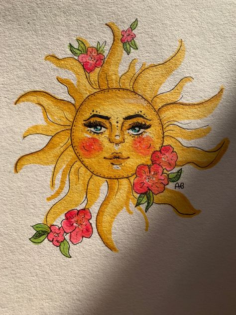 hippie art 70s Drawings Easy, Swap Painting Ideas, Hippy Drawings, Aesthetic Sun Drawing, Hippy Art Aesthetic, Sublime Painting, Sun Painting Hippie, Psychadelic Art Doodle, Funky Art Inspiration