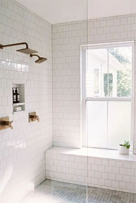 Shower Windows Ideas, Mom Bathroom, Bathroom Remodel Plans, Toilet Ideas, Mold In Bathroom, Window In Shower, Walk In Shower Designs, Bathroom White, Primary Bath