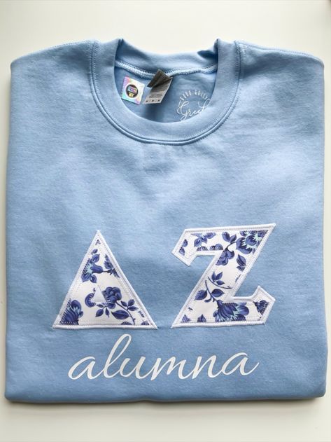 Sorority Alumni Gifts, Letter Shirts Sorority, Stitched Letters Sorority, Stitch Letters Sorority, Sorority Stitched Letters, Senior Baskets, Sorority Letter Shirts, Sorority Shirts Letters, Badge Box