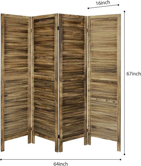 Amazon.com - ECOMEX Room Divider 4 Panel with Louvered Design, 5.6ft Tall Wood Partition Room Dividers and Folding Privacy Screens, Freestanding Room Separators Divider Wall Fully Assembled, Brown Folding Room Divider Privacy Screens, Ceiling Mounted Room Divider, Wall Divider Ideas, Pet Rooms, Room Divider Folding, Folding Privacy Screen, Wood Partition, Folding Room Divider, Shutter Designs