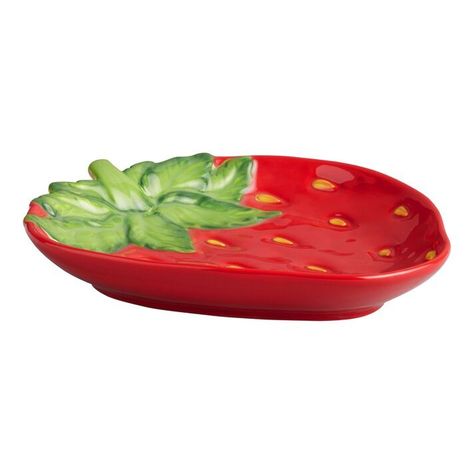 Strawberry Figural Kitchenware Collection - World Market Strawberry Plate, Painted Strawberry, Candy Room, Appetizer Salad, Strawberry Kitchen, Dishware Sets, Strawberry Decorations, Appetizer Plate, Festive Holiday Decor