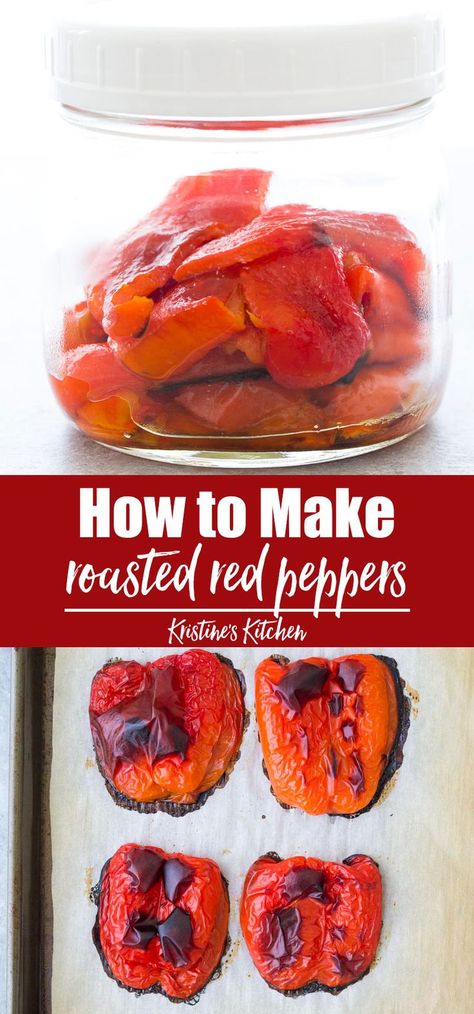 Bell Pepper Roasted, Roasted Red Peppers With Garlic And Olive Oil, How To Roast Bell Peppers In Oven, Roasted Peppers Salad, Uses For Red Pepper Jelly, Cooking Peppers In The Oven, Cooking With Peppers, Oven Baked Peppers, Roasted Red Pepper Puree