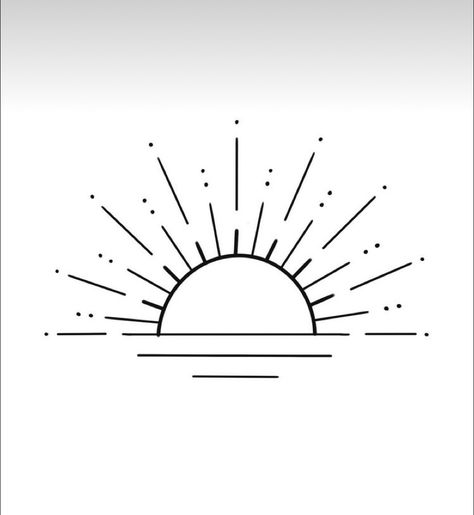 Sun Shine Drawing, Suntattoo Sun Tattoo Designs, Sunrise Line Drawing, Half Sun Line Tattoo, Desert Sun Tattoo, Sun On Horizon Tattoo, Sunrise Wrist Tattoo, Sun Linework Tattoo, Rising Sun Tattoo Designs