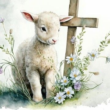 Lamb Painting Easy, Easter Lambs, Lamb Painting, Robin James, Painted Windows, Easter Paintings, Paintings Easy, Flowers Poster, Pretty Watercolor