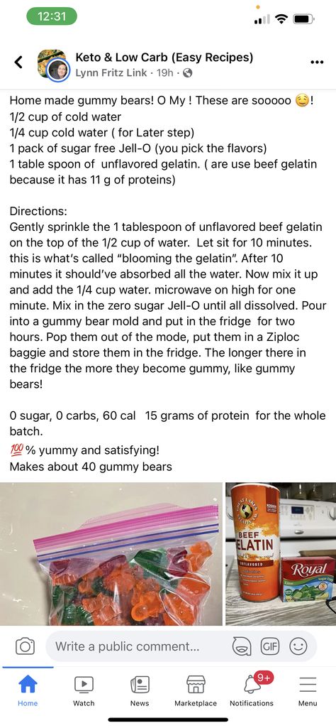 Making Gummy Bears, Gelatin Recipes, Beef Gelatin, Unflavored Gelatin, Low Carb Meals Easy, Gummy Bears, Sugar Free, Keto Recipes, Low Carb