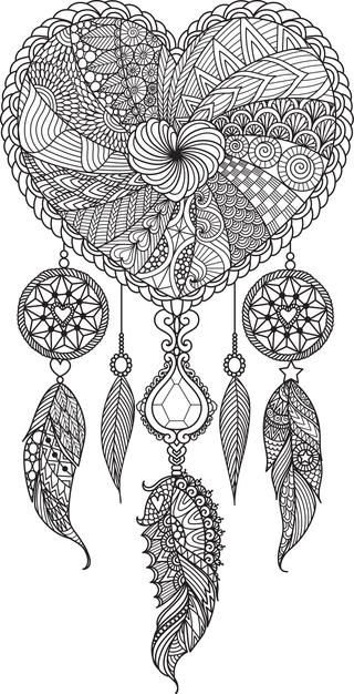 Heart Shape Mandala Art, Heart Shaped Mandala, Mandala Coloring Pages Free Printable Zentangle, Heart Mandala Drawing, Heart Mandala Art, Love Mandala Art, Dream Catcher Coloring Pages, Zentangle Coloring Pages, Dream Catcher Drawing