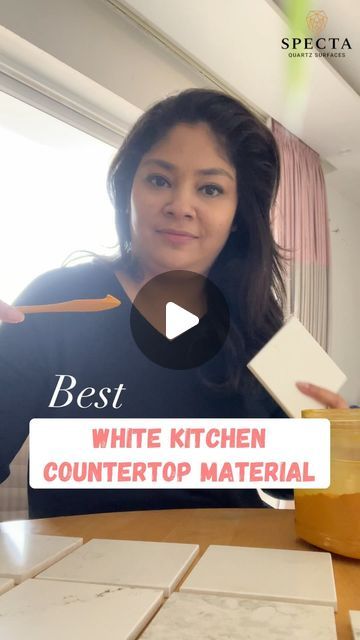 Sonika Khurana Sethi on Instagram: "Best White Kitchen Countertop Material? 
Well answer is Quartz! I did some testing with @spectaquartzsurfaces & it did definitely passed the test. With knowing the right way to maintain it, you can definitely explore Quartz for your home! 

Also, this is Episode 4 in Spectacular Space Series powered by @spectaquartzsurfaces where I show you 3 ways of using Arctic Wave in your home!

For queries or questions, you can contact-
0141-6706777 or whatsapp on 7300223327!

Let me know your thoughts in the comments 👇 

(Quartz, White kitchen countertop, kitchen countertop, bathroom countertop, tv panel)

#collab 
#quartz #kitchen #kitchencountertops #bathroomdesign #coloraza #interiordesign" Same Backsplash And Countertop, Frost White Quartz Countertop, White Countertops Kitchen Quartz, Calacatta Quartz Kitchen Countertops, Calacatta Quartz Kitchen, White Quartz Countertop Kitchen, Quarts Counter Tops Kitchen, Quartz Kitchen Countertops White, Kitchen Quartz Countertops