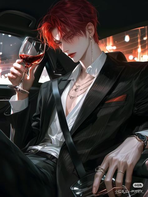 Red Hair Man Character Art, Red Haired Man Art, Vampire Man Art, Anime Hot Guy, Vampire Boy Art, Red Hair Male Oc, Male Vampire Art, Princess Red Hair, Crazy Princess