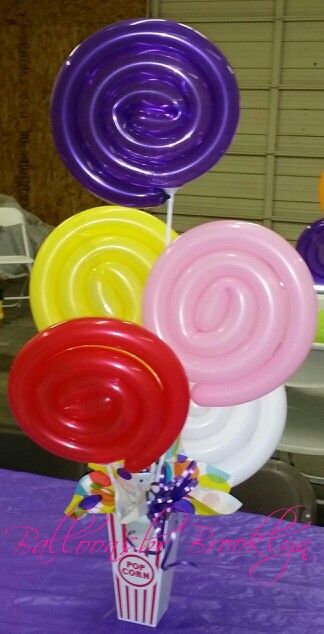 Lollipop Centerpiece, Willy Wonka Party, Deco Ballon, Candyland Birthday, Candyland Party, Candy Theme, Candy Land Theme, Balloon Centerpieces, Candyland Decorations