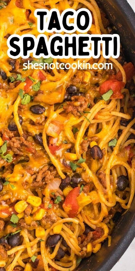 Taco Spaghetti Recipe, Leftover Taco Meat, Recipe With Ground Beef, Dinner Sandwich, Taco Spaghetti, Taco Meat Recipes, Beef Ground, Spaghetti Recipe, Beef Casserole Recipes