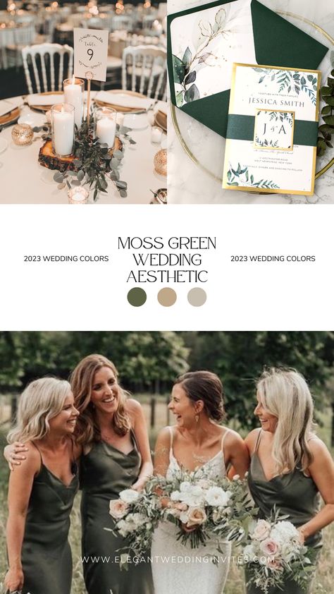 Moss Green Wedding Invitation, Moss Green And Blush Wedding, Moss Green Wedding Colors, Copper Wedding Color Schemes, Dreamy Romantic Wedding, Copper Wedding Colors, Moss Green Wedding, Green Wedding Ideas, Moss Wedding