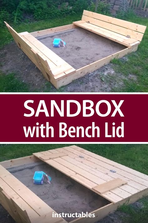 Pallet Sandbox, Simple Sandbox, Sandbox With Lid, Sandbox Plans, Build A Sandbox, Sand Pits For Kids, Sandbox Cover, Backyard Sandbox, Wooden Sandbox