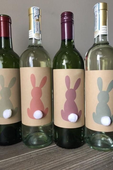 Easter Wine Bottles, Easter Hostess Gift, Adult Easter Baskets, Easter Gift For Adults, Easter Mason Jars, Mason Jars Labels, Brunch Decor, Adult Easter, Easter Presents