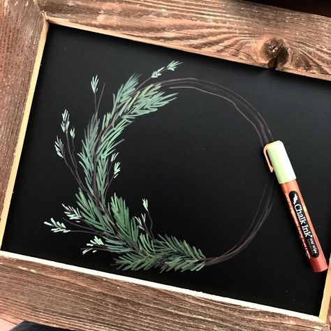 Chalk art & hand lettering on Instagram: “I go back and forth all the time... and since no one wants to talk about Christmas in October, let’s talk about something that I constantly…” Chalkboard Trees Drawing, Christmas Wreath Chalkboard Art, Holiday Chalkboard Ideas Retail, Advent Chalkboard Art, Holiday Chalk Art, Liquid Chalk Markers Christmas Window, Simple Christmas Chalkboard Art, Chalk Christmas Art, Holiday Chalkboard Ideas