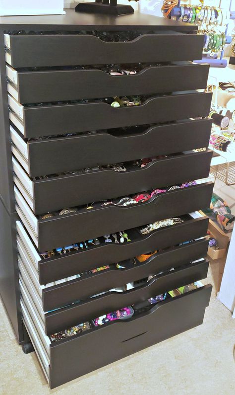 I stacked two Ikea Alex drawers to help with my jewelry organization. Stacked Alex Drawers, Ikea Alex Drawers Gaming, Ikea Alex Drawers Inserts, Ikea Alex Drawers Inserts For Crafts, Alex 9 Drawer, Drawer Ideas, Alex Drawers, Ikea Alex Drawers, Alex Drawer