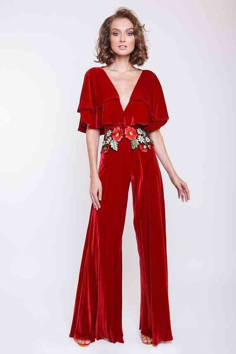 Handmade Embroidered Silk Velvet Wedding Jumpsuit Pantsuit Wedding Dress, Pantsuit Wedding, Evening Jumpsuit, Party Mode, Silk Jumpsuit, Velvet Jumpsuit, Bridal Jumpsuit, Wedding Jumpsuit, Red Retro