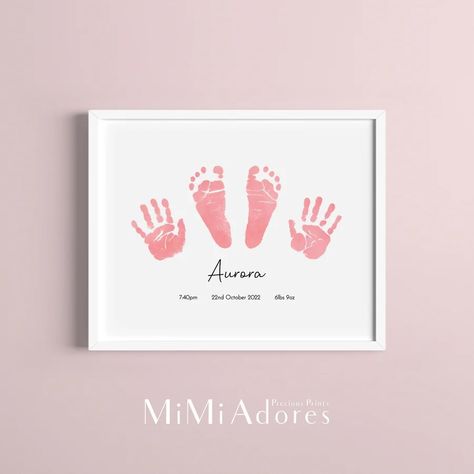 Hand And Footprint Art, Baby Handprint Art, Baby Art Crafts, Baby Footprint Art, Footprint Keepsake, Baby Art Projects, Baby Handprint, Footprint Art, Baby Footprints