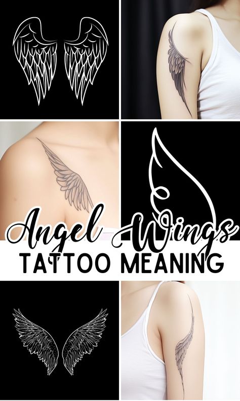 Angel Wing Tattoo Meaning and Designs - On Your Journey Angle Wings Tattoo For Women, Small Angel Wings Tattoos, Angel Wings Tatoos Woman, Angel Wing Arm Tattoo For Women, Wings Tatoos Woman, Angel Wings Tattoo Forearm Women, Realistic Angel Wings Tattoo, Angel Wings Tattoo On Back Women, Angel Wing Tattoo Designs For Women