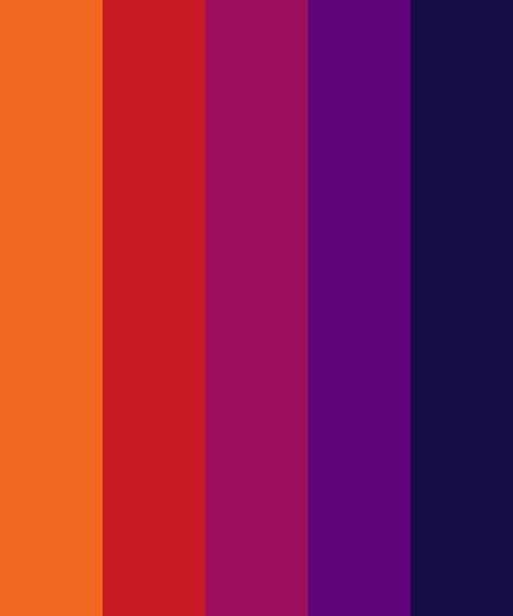 Dark Sunset Color Palette Dark Sunset, Neon Colour Palette, Sunset Color Palette, Sunset Palette, Dark Color Palette, Orange Color Palettes, Purple Color Palettes, Sunset Color, Red Colour Palette