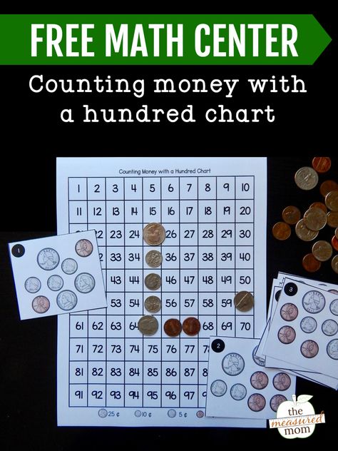 Counting Money Activities, Free Math Centers, Hundred Chart, Math First Grade, Tips For Reading, The Measured Mom, Measured Mom, Montessori Work, Teaching Money