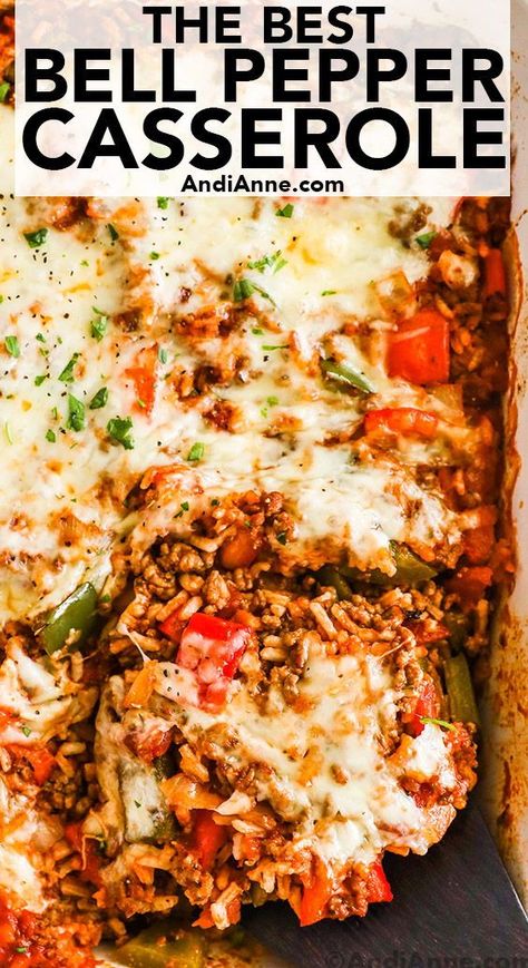 Unstuffed Bell Pepper Casserole, Bell Pepper Casserole, Stuffed Bell Peppers Ground Beef, Green Pepper Recipes, Dinner Sandwich, Pepper Casserole, Stuffed Pepper Casserole, Ground Beef Recipes Healthy, Recipes Mexican