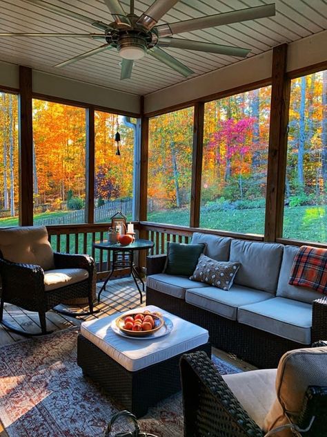 Patio Off Screened Porch, Screened In Porch Decorating Ideas Cozy, Back Screened In Porch Ideas, Screened In Porch Makeover, Screen Porch Decorating, Patio Goals, Character House, Screened In Porch Decorating Ideas, Cedar Cabin