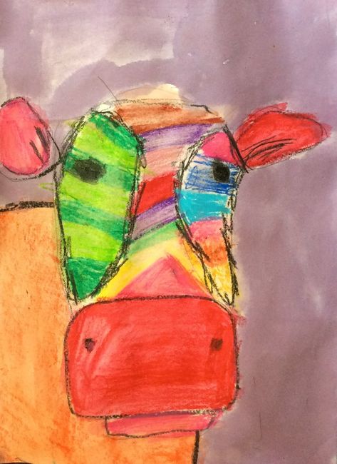 Fauvist Cows~ by Prep/ Foundation – Primary School Art Abstract Cow Art, Cow Art For Kids, Abstract Cow Painting, Western Art Projects, Fox Room, Rodeo Art, Fauvism Art, Primary School Art, Kindergarten Art Lessons