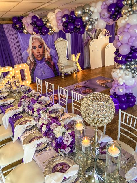 21 Shades Of Purple Party, Purple Black And Silver Sweet 16, Elegant Purple Party Decorations, 50 Shades Of Purple Birthday Party Ideas, Shades Of Purple Decorations, Shades Of Purple Party Theme, 60 Shades Of Purple Party, 13 Shades Of Purple Party, Purple Silver White Birthday Party