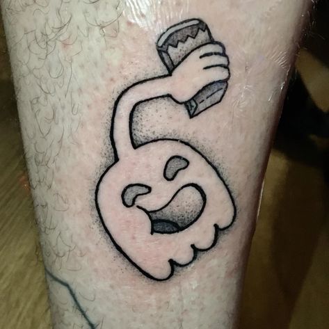 Hi Five Ghost Tattoo, Easy Men Tattoo Ideas, Regular Show Matching Tattoos, High Five Ghost Tattoo, Regular Show Tattoo Ideas, High Five Ghost, Regular Show Tattoo, Fallout 4 Tattoos, Tattoo Apprenticeship