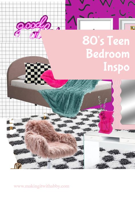 Retro 80s Room, 80s Style Bedroom, 80s Aesthetic Bedroom, Retro Teen Bedroom, 80s Teen Bedroom, 80s Themed Room, Teen Bedroom Inspiration, 80s Bedroom Ideas