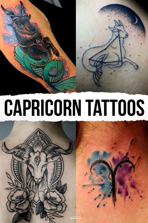 As a Capricorn, you’ve probably thought about getting a tattoo for a while now, but there’s a good chance you haven’t committed to a design yet. From sea-goat tattoos to star constellations, there are lots of different tattoo ideas and designs to choose from, so look to your horoscope and astrology for inspiration for your next ink. Capricorn Hand Tattoos For Women, Best Capricorn Tattoos, Capricorn Inspired Tattoos, Capicorn Tatoos Ideas For Women, Tattoo Ideas Astrology Zodiac Signs, Capricorn Tattoos For Women, Capricorn Tattoo Unique, Tattoo Ideas Capricorn, Seagoat Tattoo Capricorn