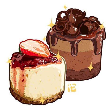 Dark Chocolate Mousse Cake, Baja Blast, Desserts Drawing, Food Art Painting, Japanese Cake, Dark Chocolate Mousse, Cheesecake Mini, Dessert Illustration, Cake Drawing