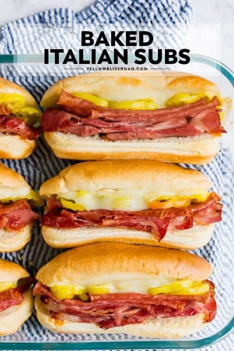 Italian Sub Sandwich, Italian Subs, Italian Rolls, Baked Sandwiches, Sub Sandwich, Best Sandwich Recipes, Italian Sub, Banana Peppers, Sub Sandwiches