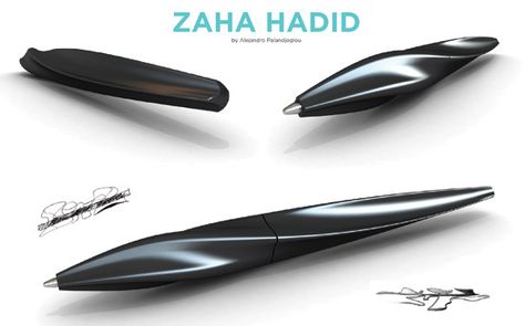 Ergonomic Pen, Cool Stationery, Futuristic Style, Writing Utensils, Pen Design, Stationary Design, Art Pens, Abstract Line Art, Zaha Hadid